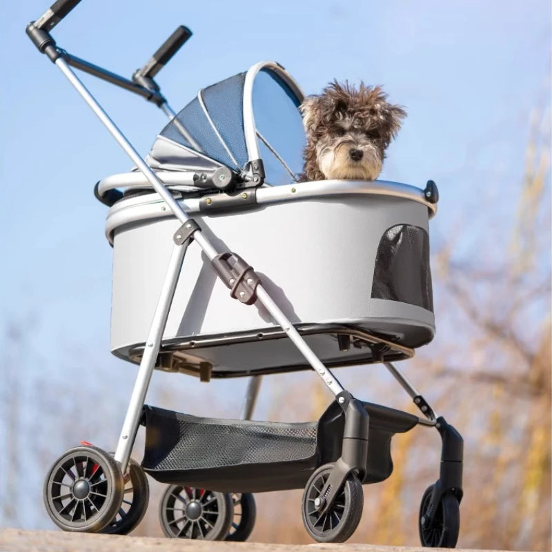 3-in-1 Pet Stroller for Small Dogs & Cats Lightweight Travel Carrier with Canopy Separable Puppy Push Cart for Outdoor Walking
