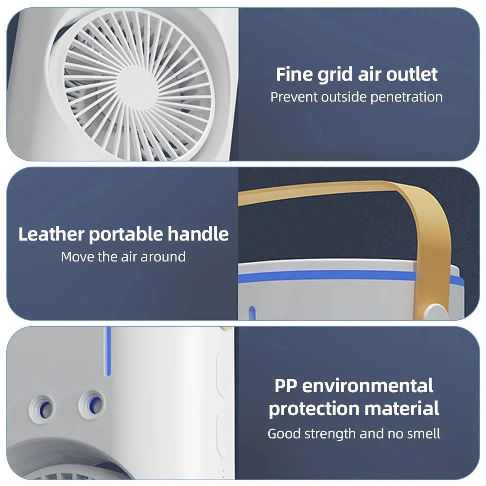 2 In 1 Dual Fan Three Hole Spray Humidification Fan Summer Office Home Air Cooling Fan With 7 Colorful Night Lights Humidifier