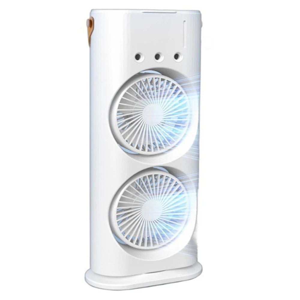 2 In 1 Dual Fan Three Hole Spray Humidification Fan Summer Office Home Air Cooling Fan With 7 Colorful Night Lights Humidifier