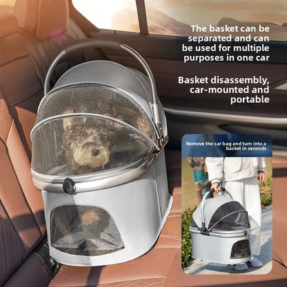 3-in-1 Pet Stroller for Small Dogs & Cats Lightweight Travel Carrier with Canopy Separable Puppy Push Cart for Outdoor Walking